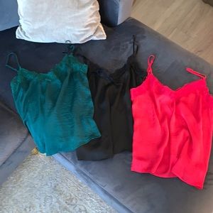 Set of 3 Lace Satin Camis
